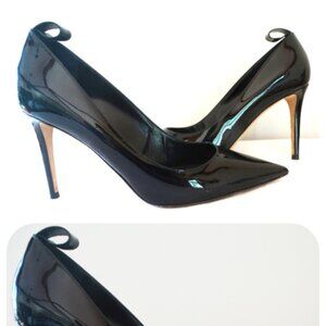 Tamara MELLON Pumps Black Glossy Leather 4" Heels EU 39.5 US 9 Italy, Pointy